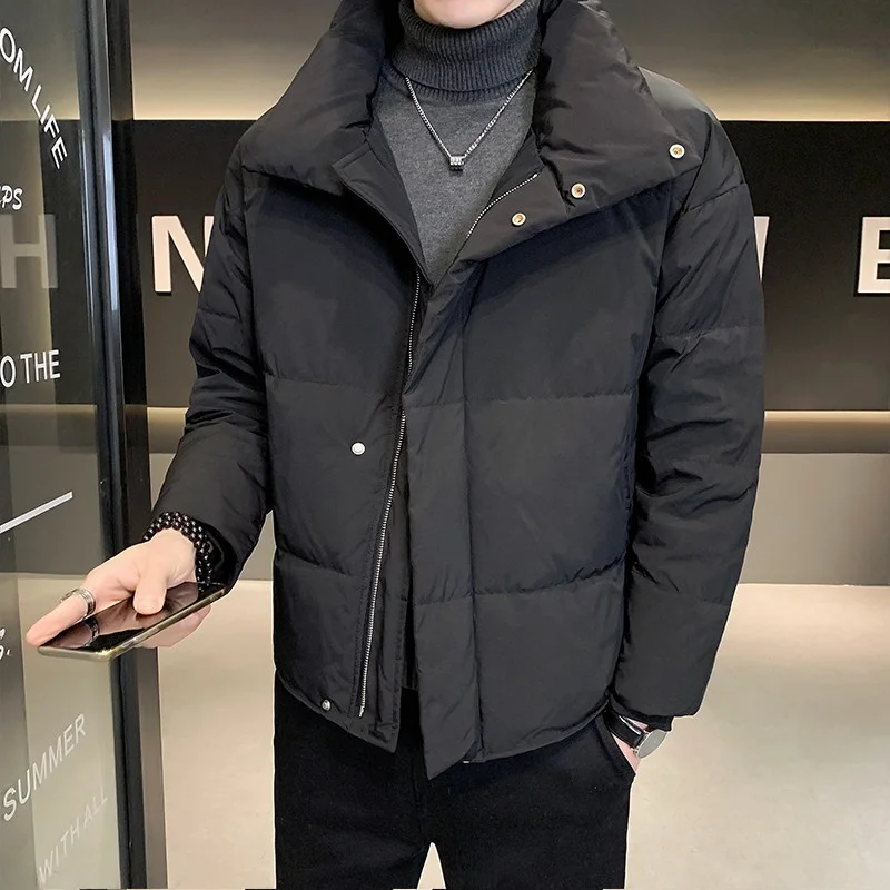 

Мужская утепленная куртка-пуховик в американском стиле, теплая зимняя куртка свободного кроя с воротником-стойкой для города и отдыха