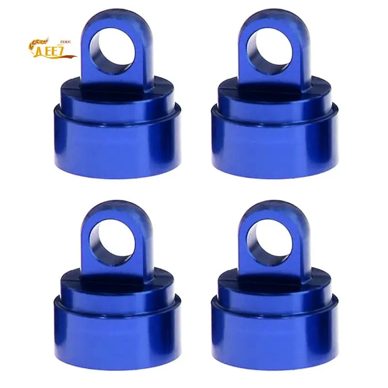 AEE7-4PCS Machined Alloy Shock Caps Shock Bladder Bottoms Washers Pivot Balls For Traxxas Slash 2WD 4WD