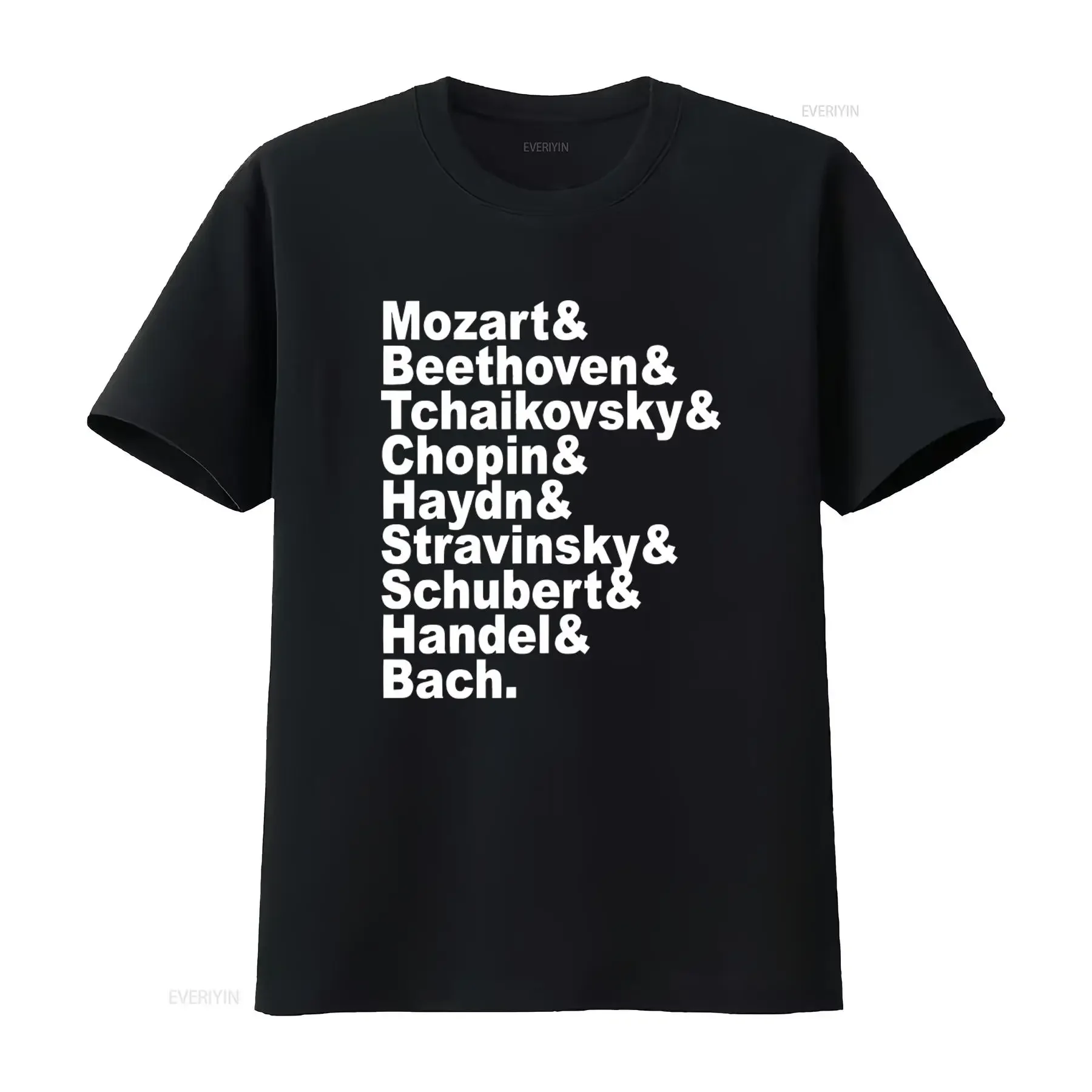 Classical Composer Names Mozart Beethoven Tchaikovsky Chopin Haydn Stravinsky Schubert Handel Bach Cotton T Shirt vintage