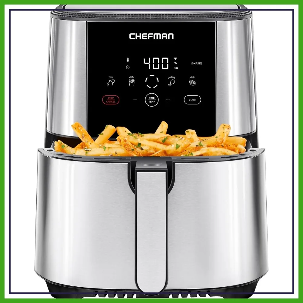 

5QT Air Fryer Digital Touch Presets Fries Chicken Meat Fish Nonstick Basket Dishwasher Safe Auto Shutoff
