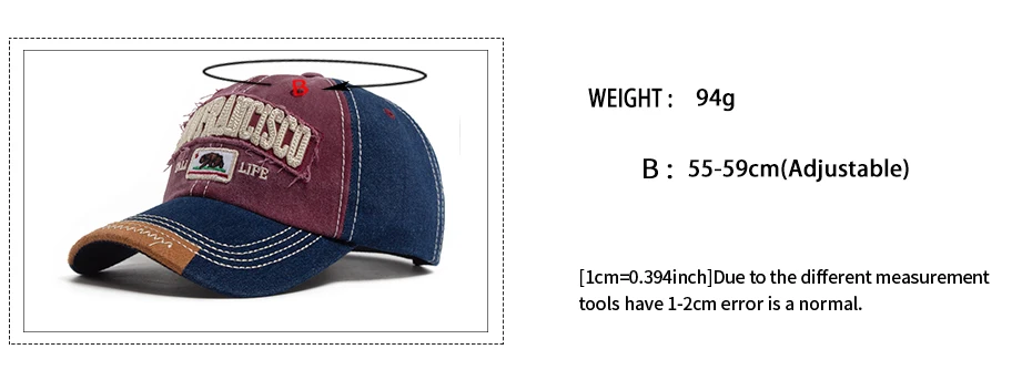 California Bear Baseballkappe für Herren und Damen, gewaschener Denim, Retro-Buchstabe, bestickte Mütze, Sommer, Hip-Hop-Snapback für den täglichen Gebrauch, lässig – Detail 3