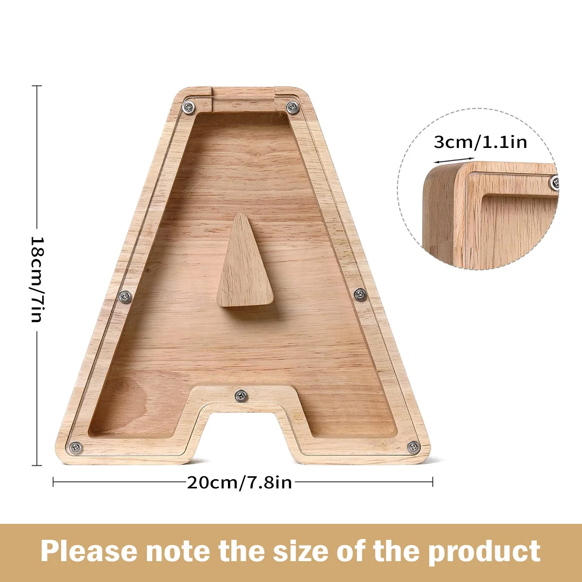 Leeseph حصالة على شكل حرف كبير للأطفال الأولاد والبنات خشبية مخصصة على شكل حيوان A-Z لتزيين الهدايا وعيد الميلاد والمعمودية