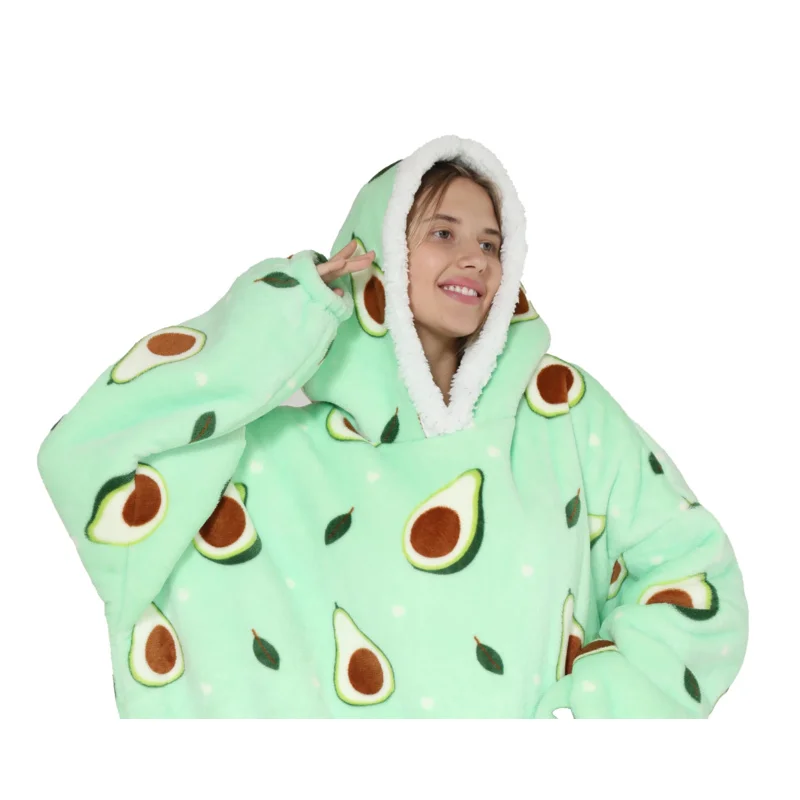 2025 신상 오버사이즈 웨어러블 따뜻한 플란넬 셰르파 담요 후드티 (겨울 남녀공용 풀오버 TV 스웨트셔츠) ☆ ★ 이에 ☆ ★