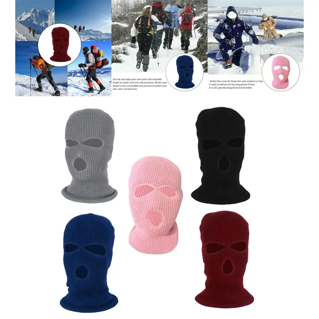 

Winter Knit Ski Mask 3-Hole, Adults, Warm Outdoor Sports for unisex adult