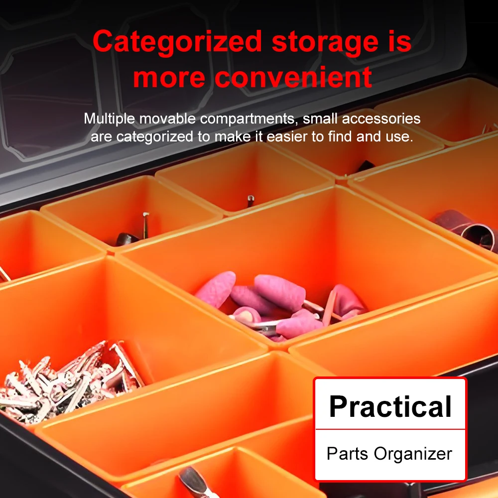 Коробка для деталей инструмента, портативная коробка для деталей, ящик для хранения инструментов, пластиковая коробка, органайзер для хранения винтов с несколькими отделениями, чехол