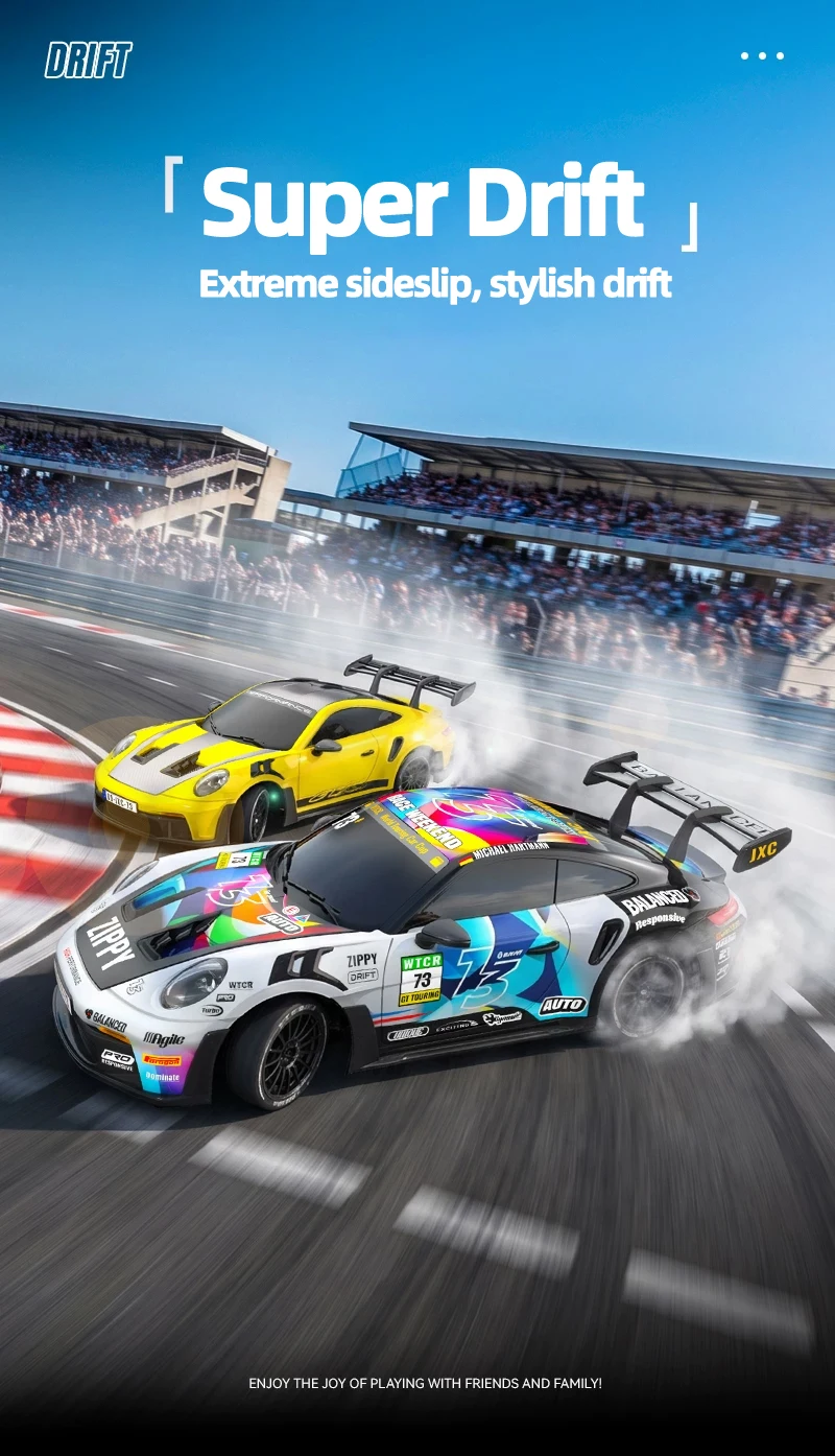 JXC PO4302 1:43 Mini High Speed 4WD RC Drift Racing Car 2.4G 20KM/H Full Proportional Throttle 8‑Color LED Light Hobby Toy Gift