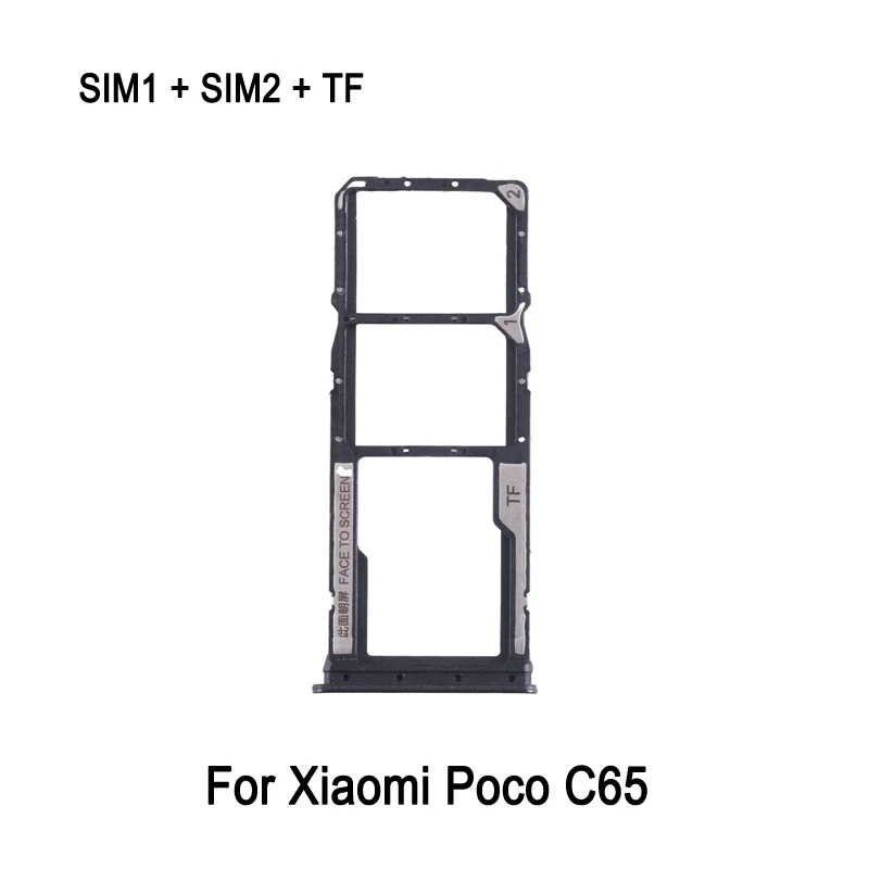 SIM1 + SIM2 + TF Card Tray For Xiaomi Poco C65 Phone Dual SIM Card Tray Replacement Spare Part