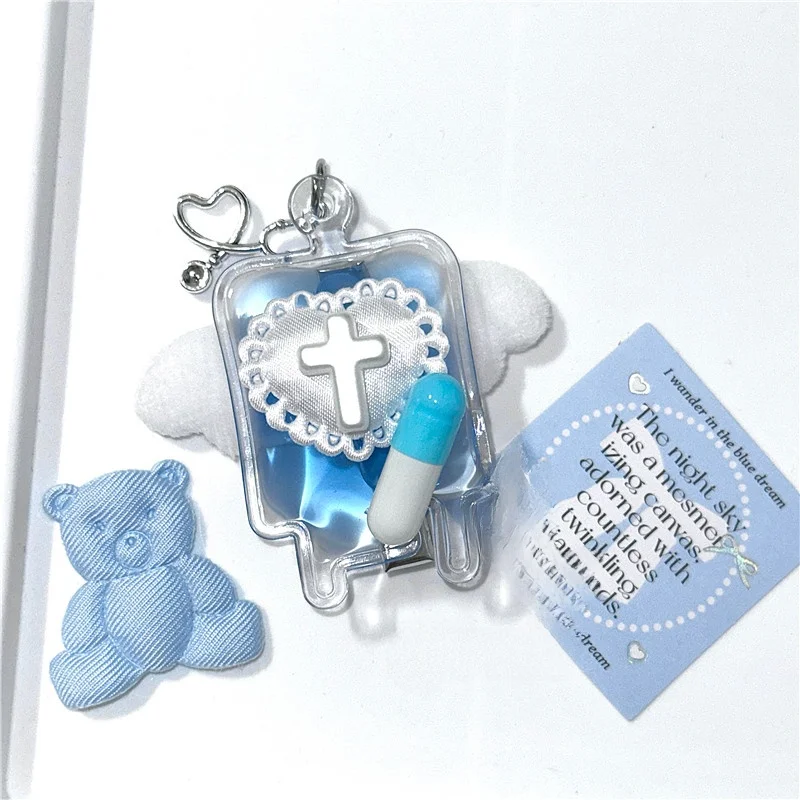 Original Blood Bag Medical Theme Keychain Mobile Phone Chain Anti-Bathing Culture Subculture Angel Y2K Sick Cute Style