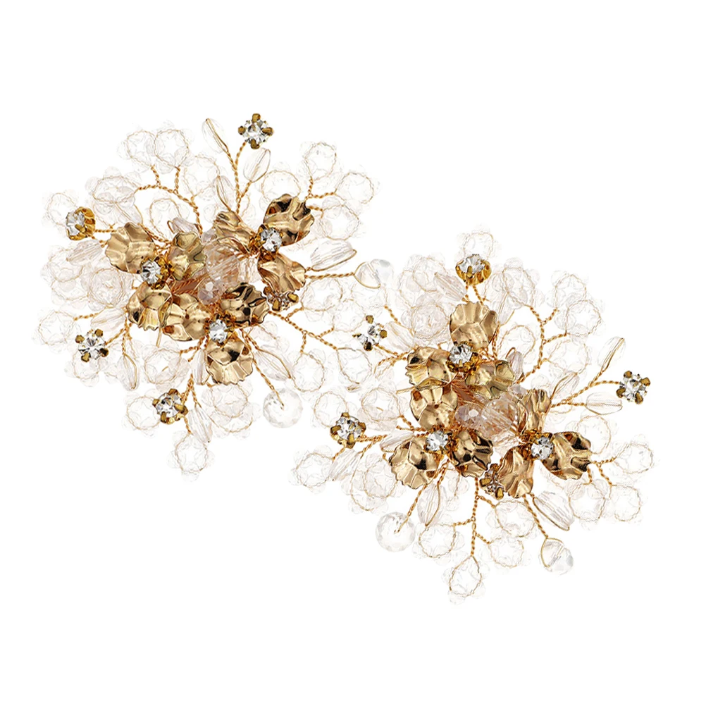 اكسسوارات الزفاف أنيقة مطرز مقاطع الأحذية الزخرفية زهرة سحر الزجاج كريستال زينة أحذية الزفاف للنساء