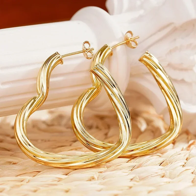 2026 New Metal European and American Trendy Personalized Style Ear Buckle Exaggerated Geometry Love Personalized Jewelry Set