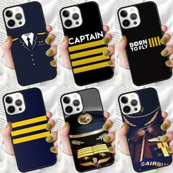 Airplane Pilot Epaulette Phone Case For iPhone 16 15 14 plus XR XS 11 12 13 Pro max Soft Bumper Shell Cover coque