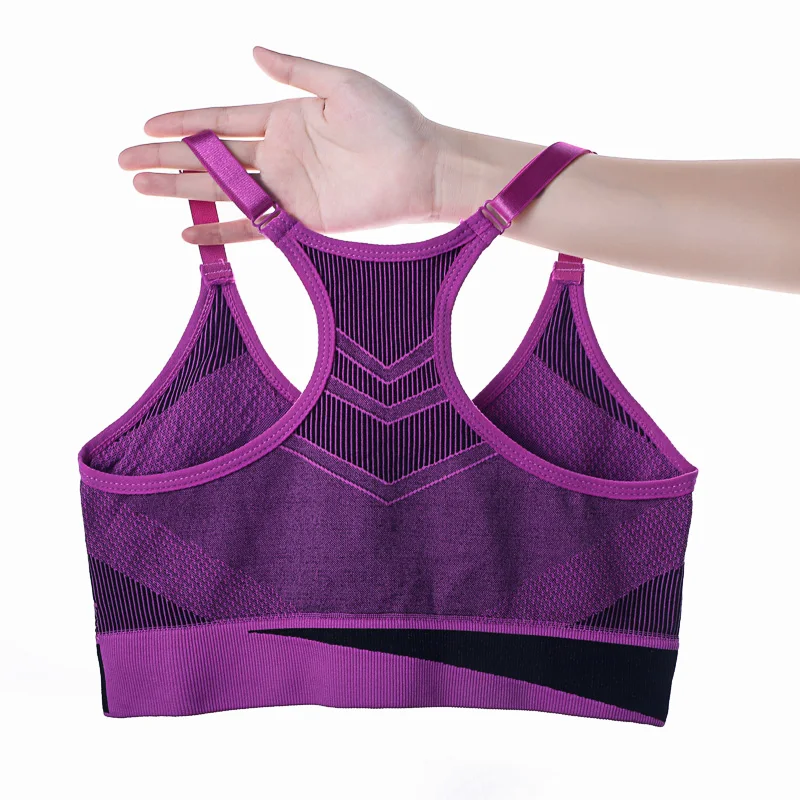 Women Breathable Sports Bra Absorb Sweat Shockproof Padded Gym Running Fitness Double Layer Seamless Yoga Sports Bra Underwear