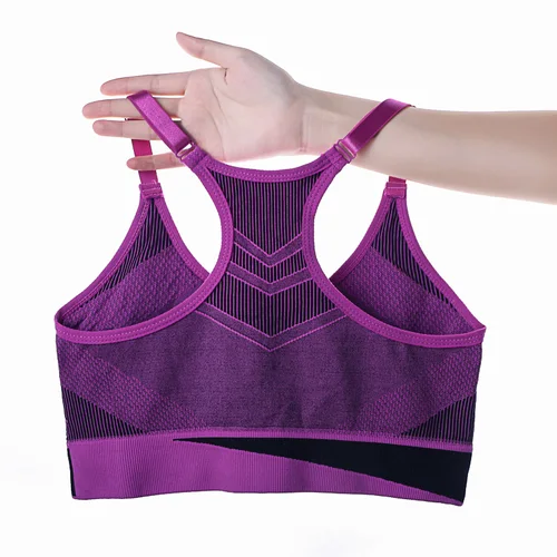 Imagen 2 del producto Sujetador deportivo transpirable para mujer, ropa interior acolchada a prueba de golpes para gimnasio, correr, Fitness, doble capa, sin costuras, para Yoga