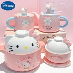 Sanrio Hello Kitty Cute Simple Cartoon Ceramic Cup Kawaii Water Cup Casserole Household Ceramic High-temperature Casserole Set