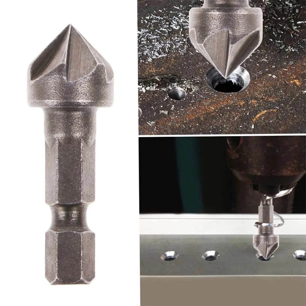 3Pcs Countersink Drill Bit 6 Flute Hex HCS Countersink Chamfering Drill Bits Chamfer Tool Woodworking Hole Opener Countersink