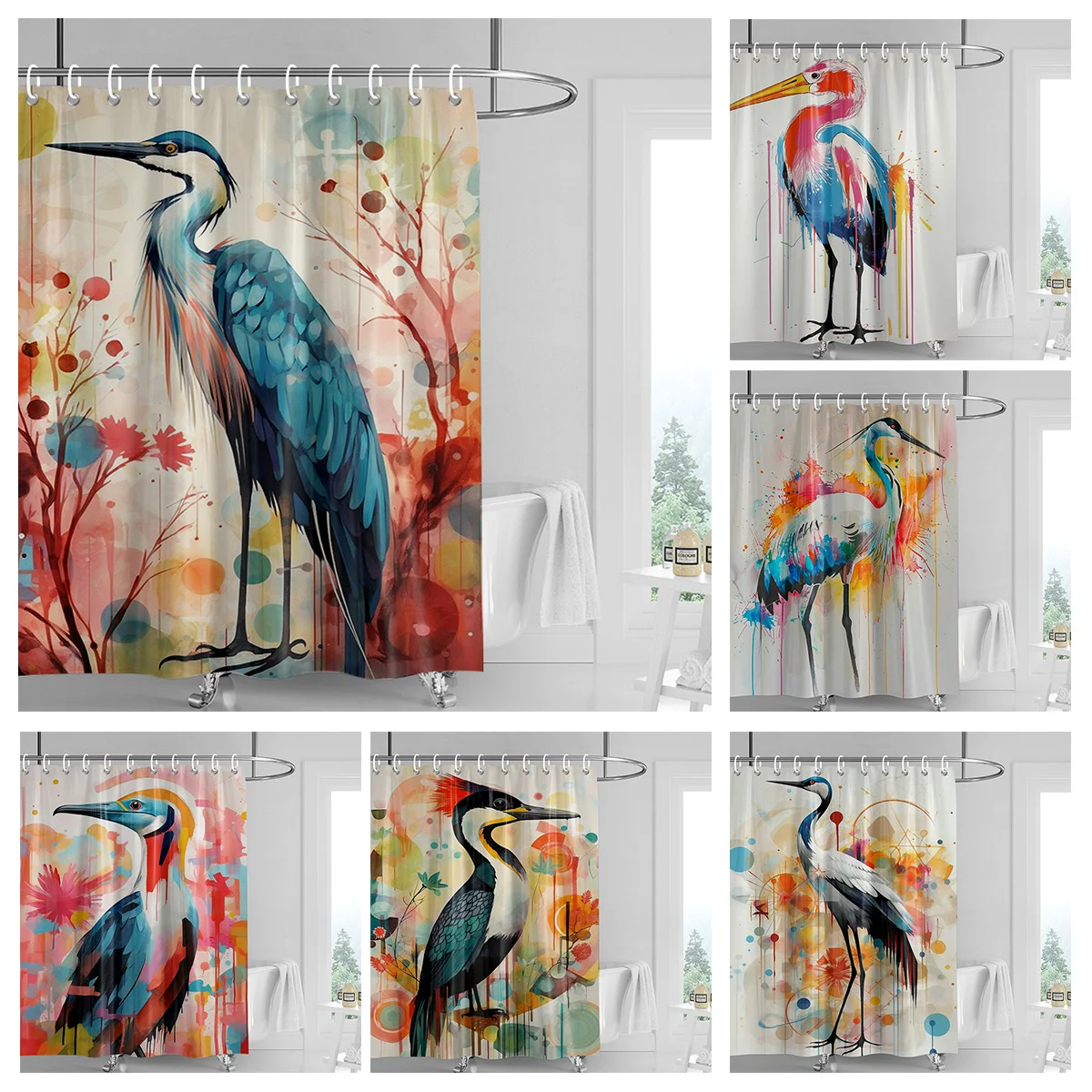 Home decoration shower curtains for bathroom waterproof curtain fabric Modern Nordic style Living Room amini flamingos nordic