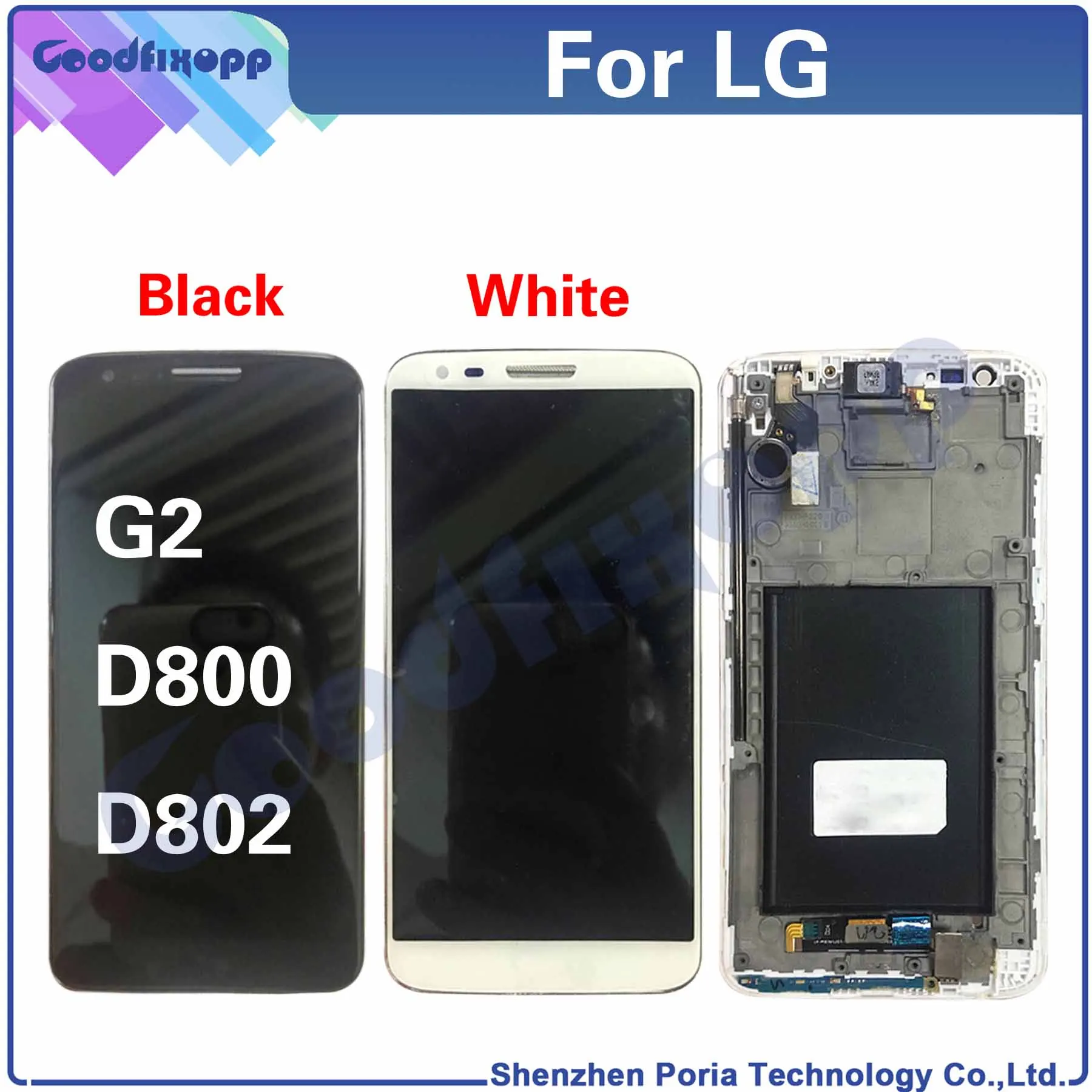 For LG G2 D800 D802 LCD Display Touch Screen Digitizer Assembly Repair Parts Replacement