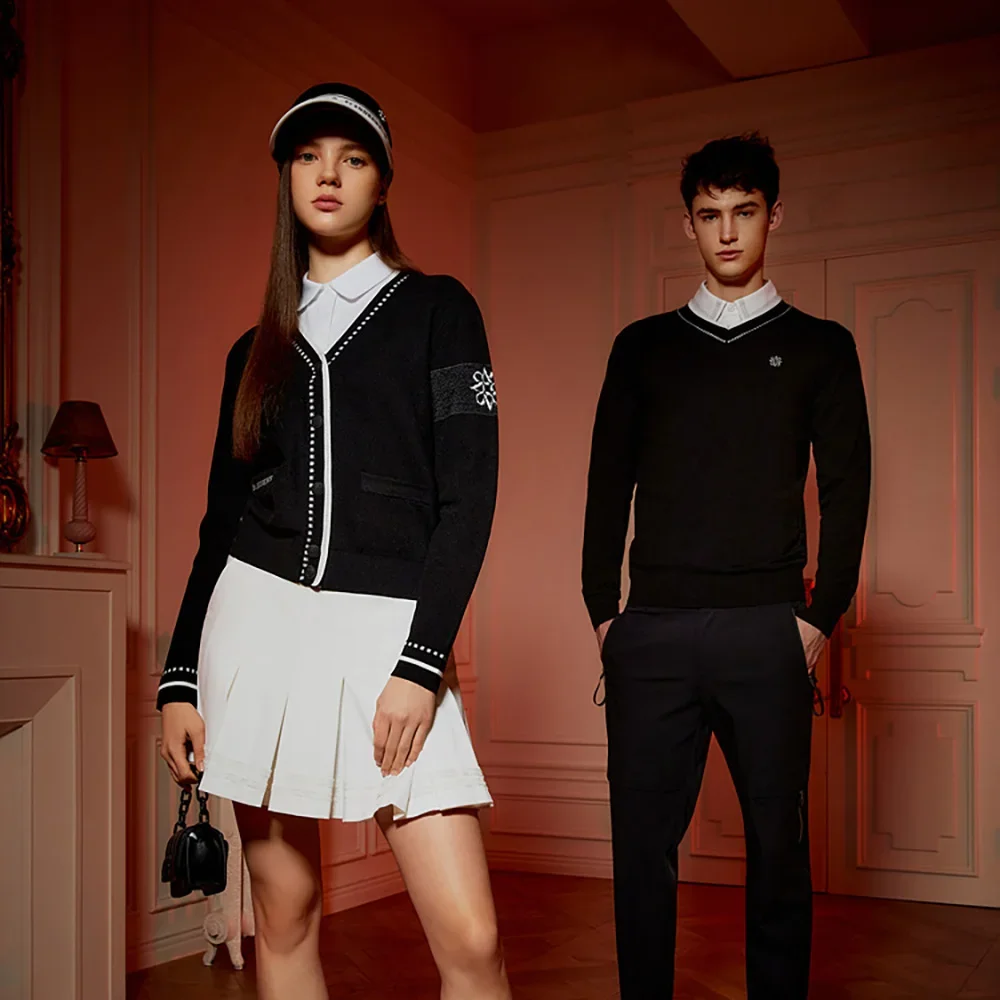 Abrigo de moda de ST ANDREWS para mujer ¡GOLF! Cárdigan de punto con cuello en V, lujoso diseño deportivo, ¡disfruta este otoño!