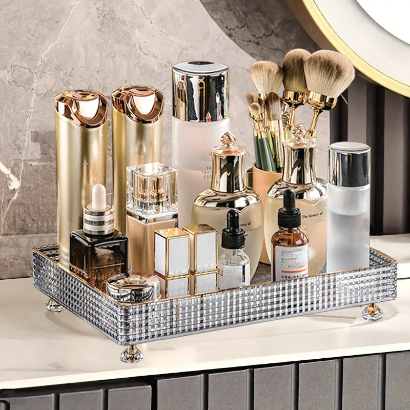 1Pc Cosmetic Storage Rack, Desktop Bathroom Tray, Perfume and Cosmetic Organization Rack, Cosmetic Ring Storage Tray, Home Decoration, Bathroom