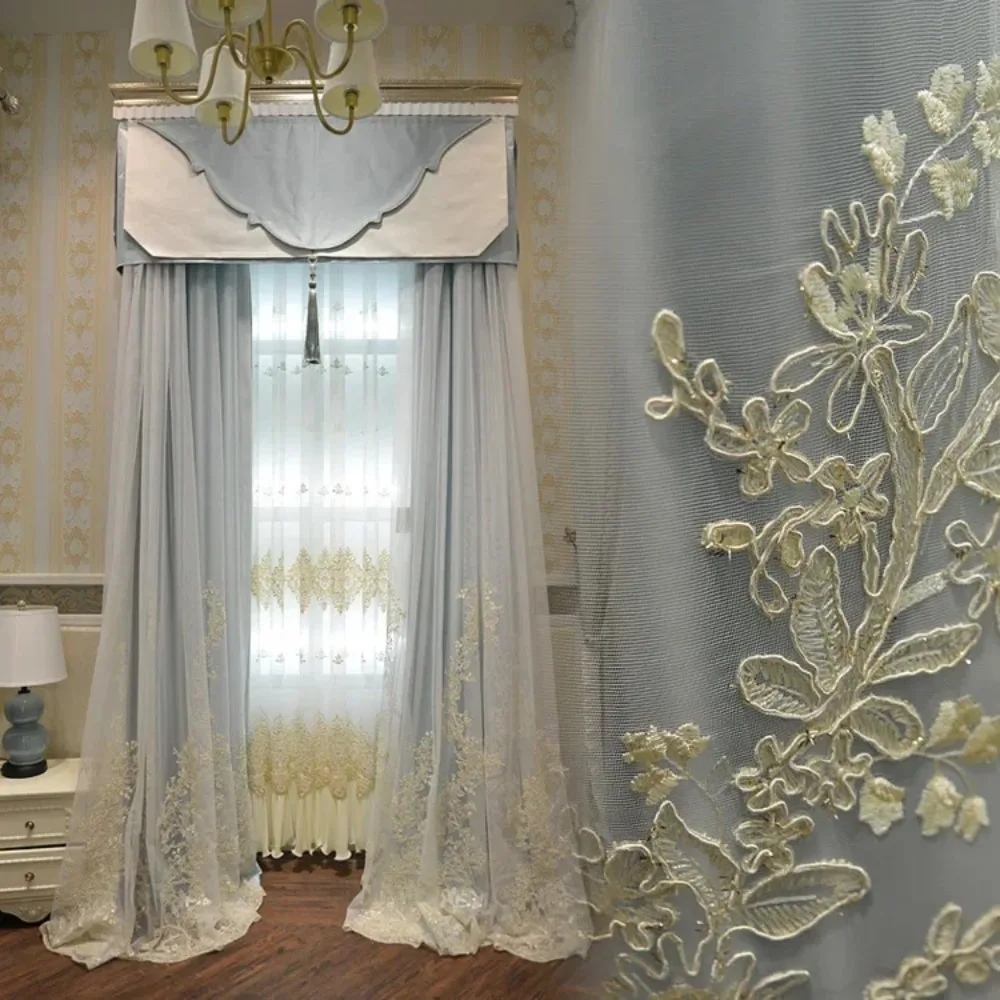 Princess Fairy Dress Embroidery Curtains For Living Room Bedroom Rope Teenage Goddess Sweet Romantic Fresh European Window Veil