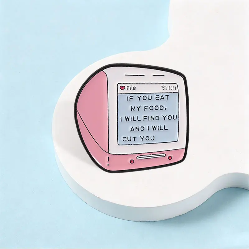 If You Eat My Food I Will Find You And Cut You Badge Retro Computer Sarcastic Enamel Pin Bag Lapel Badge Jewelry Gift for Friend