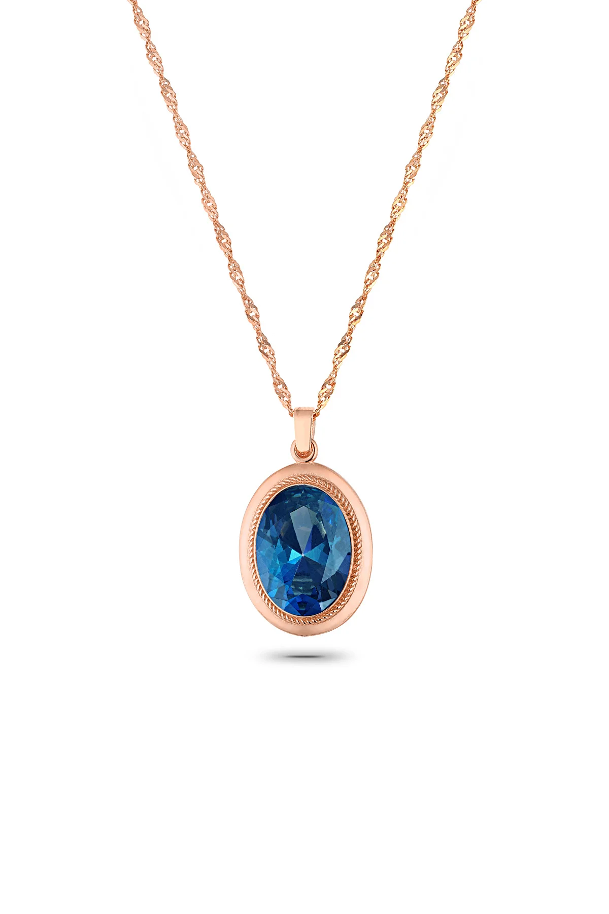 

Blue Tourmaline, Rose Gold Plated 925 Sterling Silver Pendant Necklace