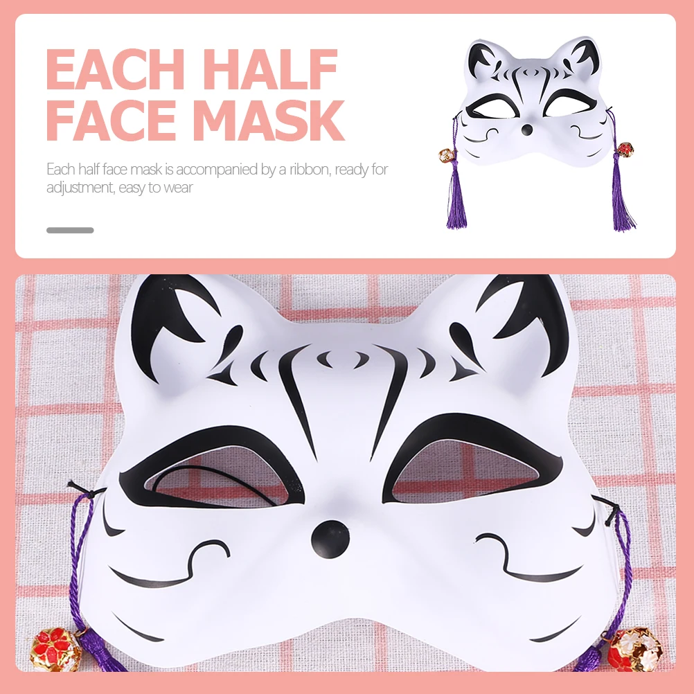 

2Pcs Exquisite Cat Masks Cosplay Japanese Style Animal Half Face Masquerade Masks Party Decorative Accessories