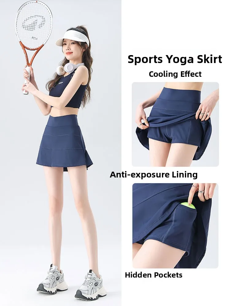 

Спортивная юбка-шорты La Chapelle из ледяного шелка, быстросохнущая, для йоги, бега, фитнеса, тенниса, с высокой талией, плиссированная, А-силуэт