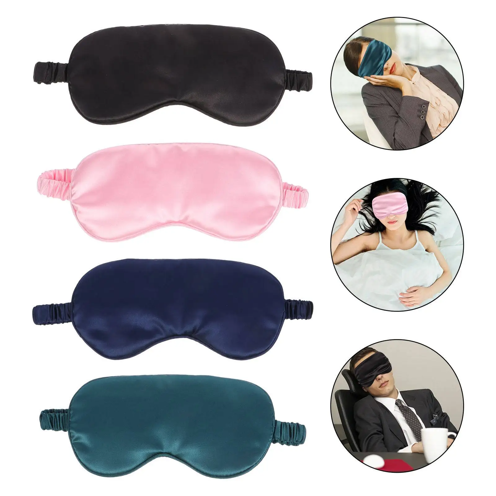 

4Pcs Sleep Eye Masks Silk Comfortable Soft Eye Cover Travel Rest Sleeping Blindfold Silk Sleep Mask Sleeping Eyeshade