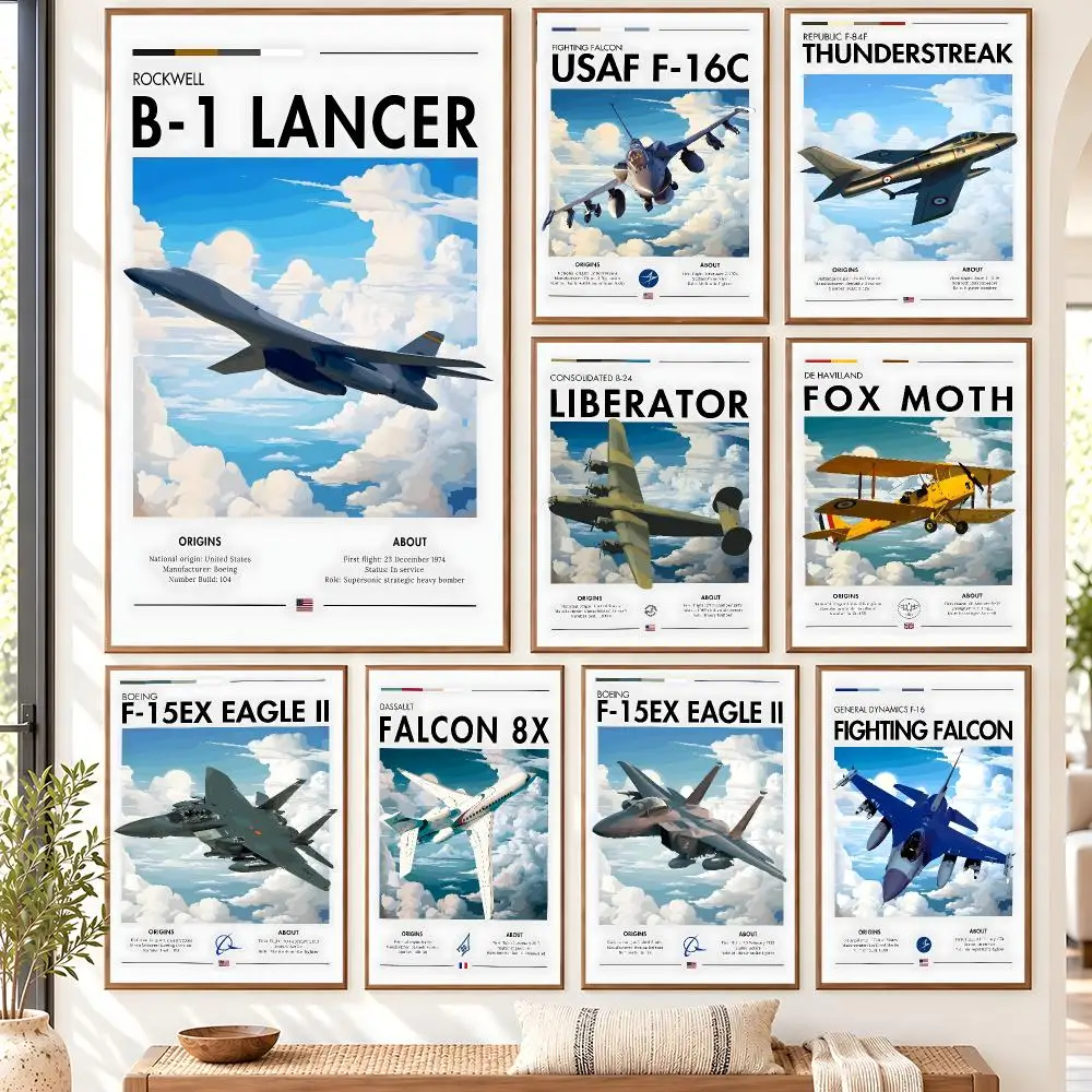 Cool Supersonic Fighters Jet Air Force Aircraft Poster Self Adhesive Matte Wall Art Removable Home Room Decoration