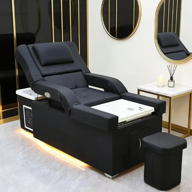 

Adjustable Back Lift Foot Massage Hair Washing Chair Pedicure Head Spa Table Shampoo Bed With Water Cycle Steam Set
