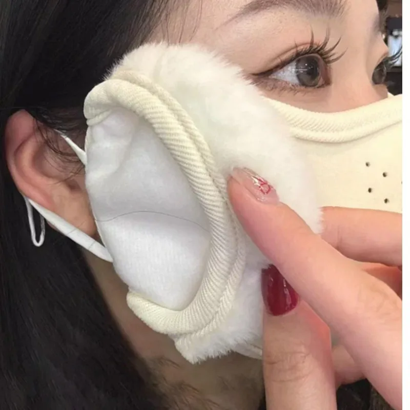 Maschera invernale da donna Maschera per il viso foderata in pile termico antivento con protezione per le orecchie Copertura per il viso calda per la stagione fredda Accessori invernali