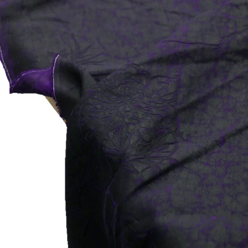 Blue light purple 28 momme rice satin jacquard  heritage Xiangyunsha old fabric Zen New Chinese-style cheongsam and Hanfu