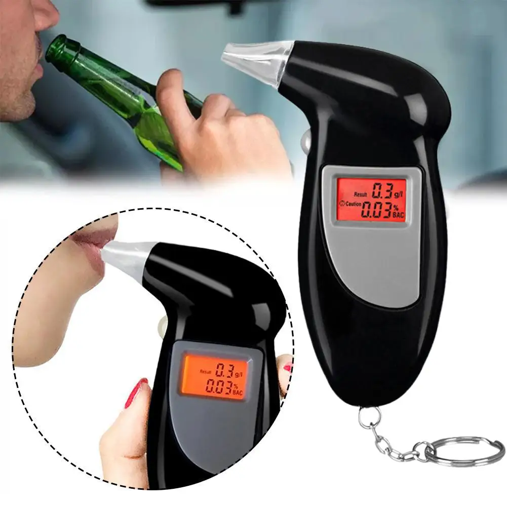 เครื่องทดสอบแอลกอฮอล์แบบพกพาดิจิตอลแอลกอฮอล์ Breathalyzer จอแสดงผล Breathlyzer Alcotester LCD Backlight แอลกอฮอล์เครื่องทดสอบตํารวจ K5Y7