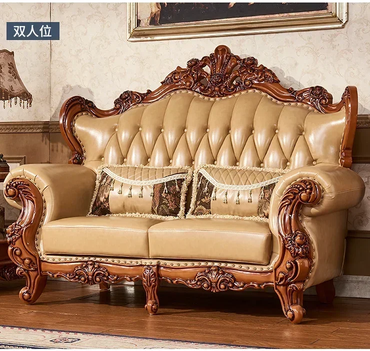 Luxury European Style Classic Genuine Leather Sofa Home Furniture Sofa Sets Chesterfield Sofa 1 Set Antique