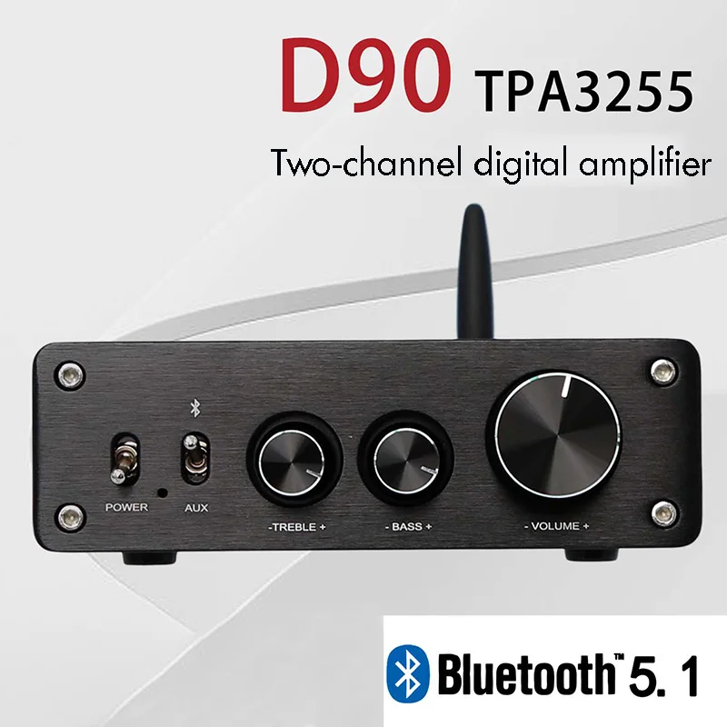 D90 TPA3255 Two-Channel Class D High Power Bluetooth 5.1 Digital Amplifier HiFi Tone Sound Quality for Audio Enthusiasts