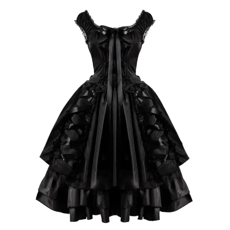

Medieval Retro Gothic Cosplay Costume Court Lolita Vintage Black Royal Lady Ball Evening Dress Women Elegant4;v'5,f;6.j;8'