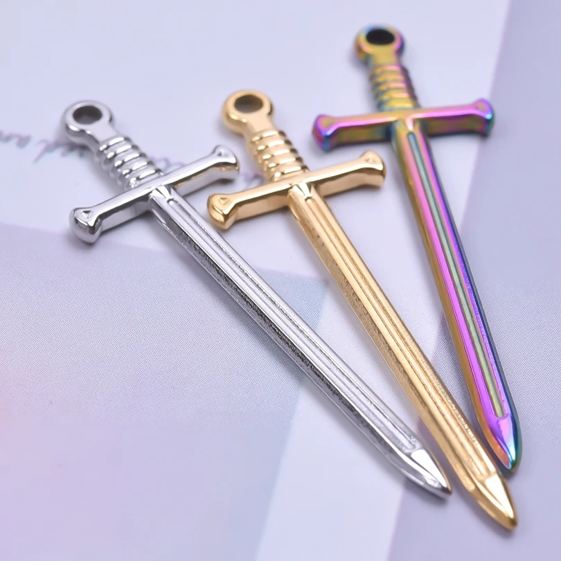 6Pcs/Lot Stainless Steel Gothic Dagger Sword Charms Punk Cross Pendant Colgantes For DIY Handmade Jewelry Making Wholesale Bulk