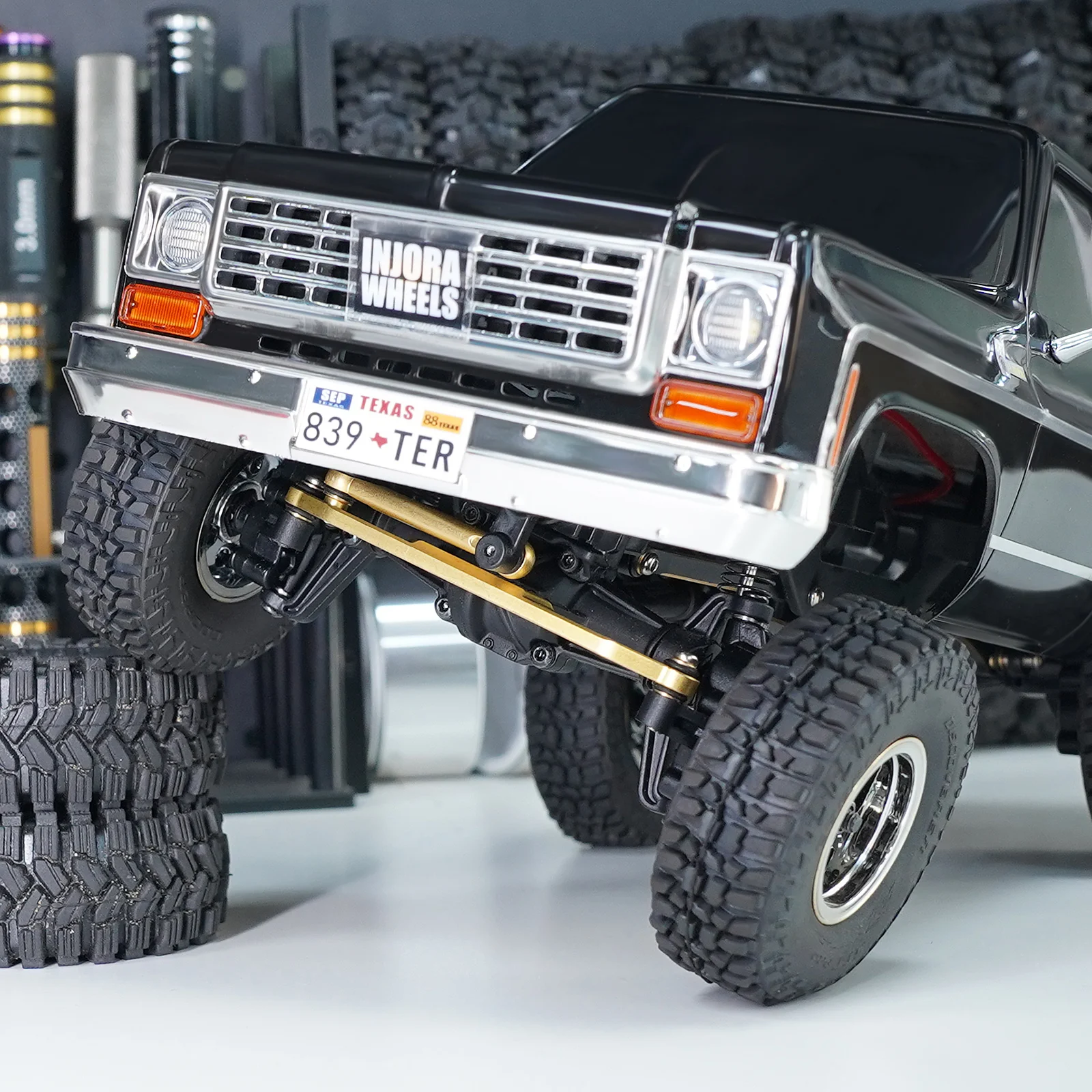INJORA Messing-Portalantriebsgehäuse Lenkachsen Upgrade-Teile für 1/24 RC Crawler FMS FCX24 – Detail 9
