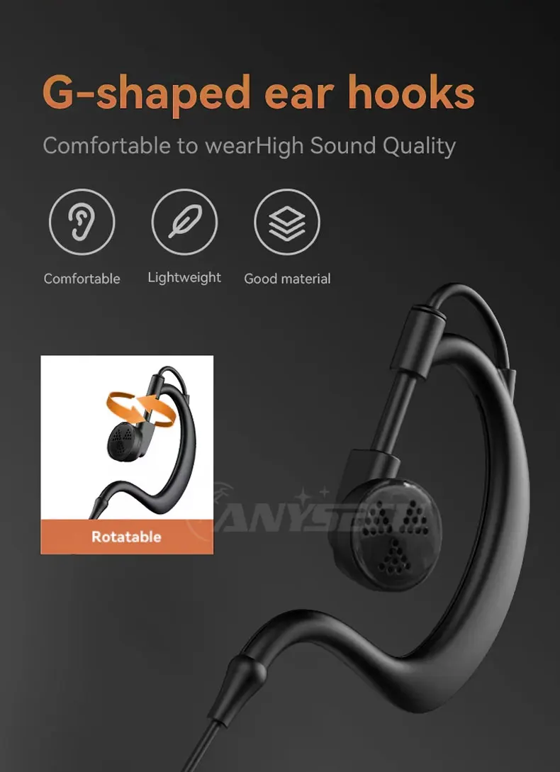 2PCS Walkie Talkie Headset Kopfhörer Kopfhörer Für Kenwood Baofeng UV-5R UV82 UV-17 UV 32 Tytera TC-UV8000 ANYSECU DM-A6 AC-215R – Detail 3