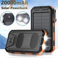 20000mAh Solar Power Bank Fast Charging Portable Charger Phone External Battery 2-USB with SOS Flashlight Outdoor Powerbank