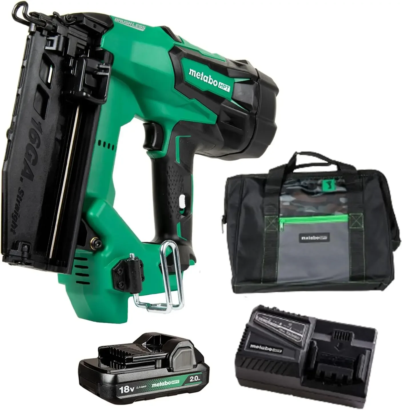 Christmas.Christmas.HPT 18V MultiVolt™ Straight Cordless Finish Nailer Kit, 16 Gauge Finish Nailer, (1) 18V 2.0Ah Lithium Ion Ba