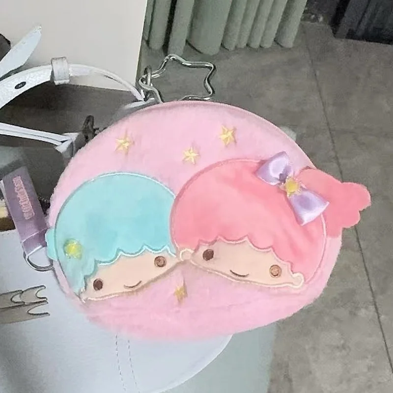 Sanrio Little Twin Stars Cartoon Rosa Addensare Soffice Peluche Borsa per il trucco Cosmetico Anti-Goccia Oggetti vari Borsa per la conservazione Regalo di coppia