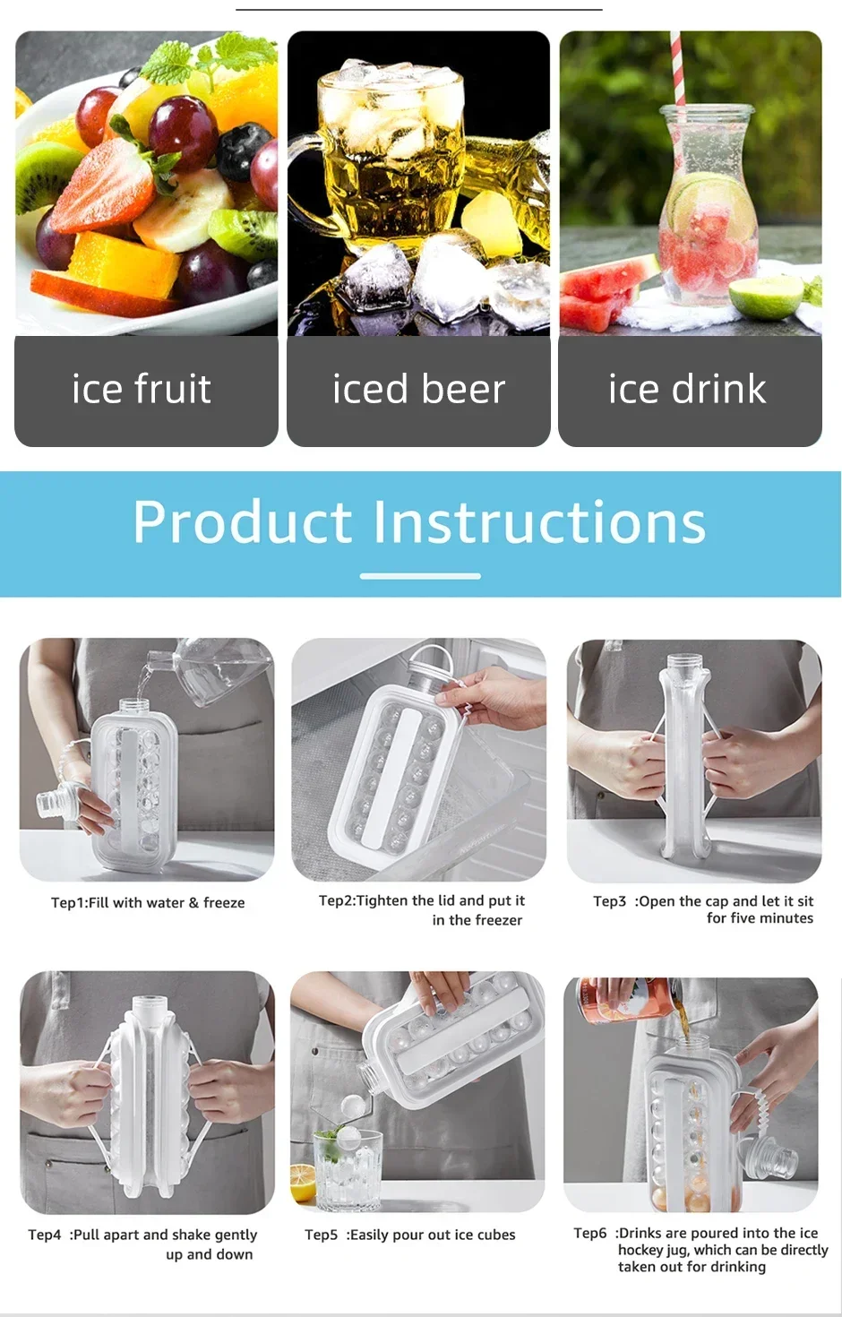 Creative Ice Making Mold Household Ice Hockey Mold Portable Two-way Kettle Ice Tray