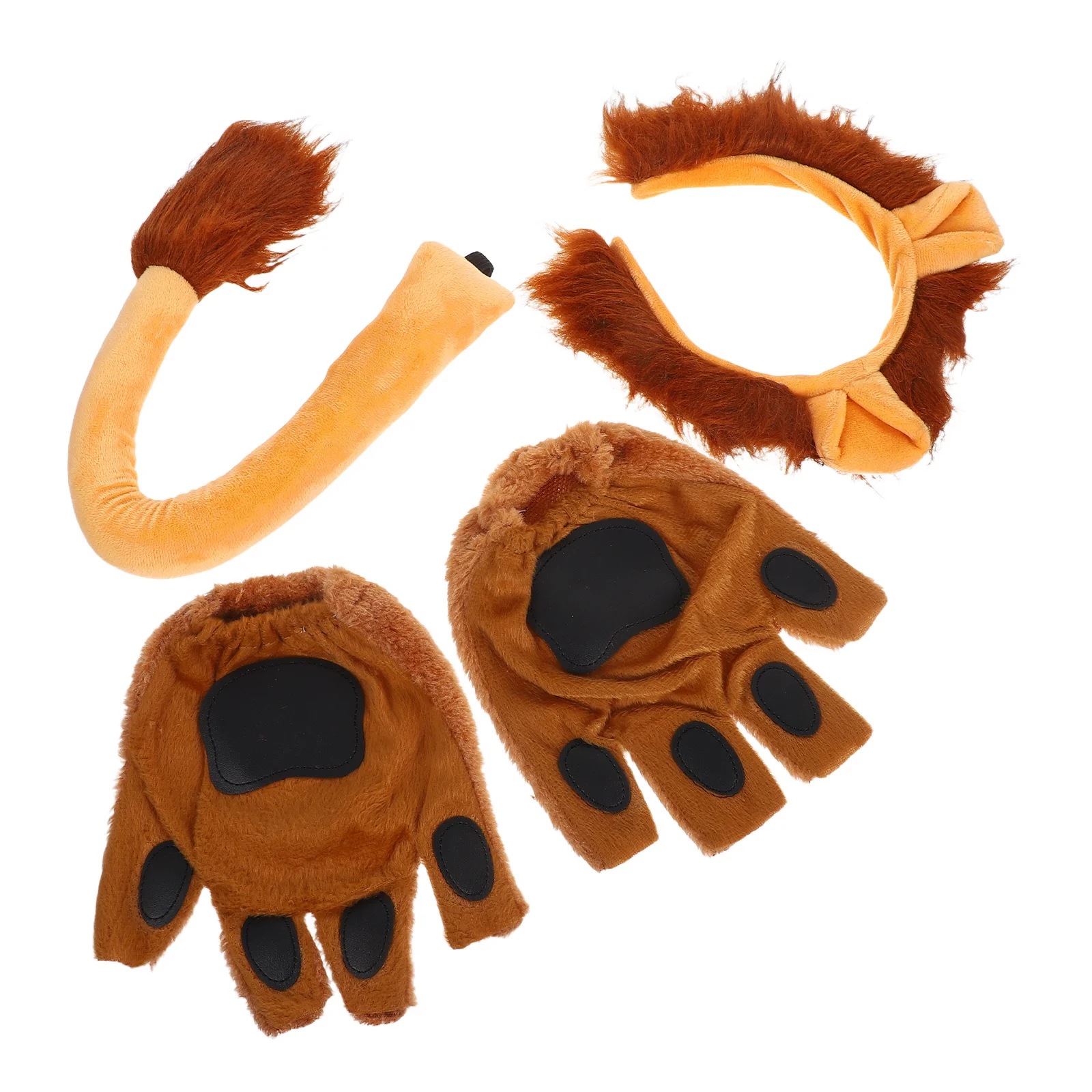 

1Set Lion Costume Set Ears Tail Paw Gloves Animal Dress Up Party Cosplay Halloween Accessory Lion Costume for