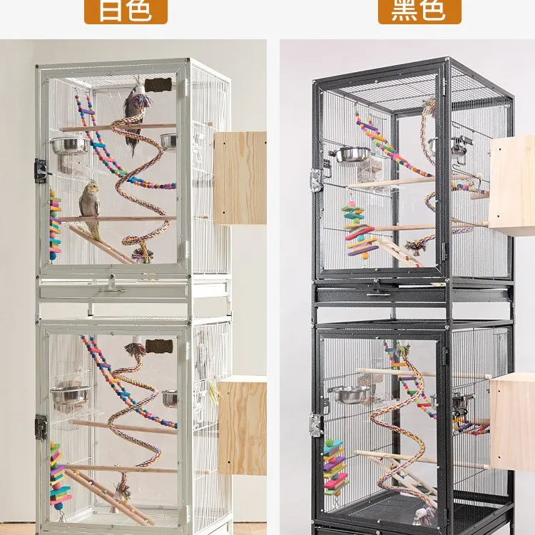 Double-layer transparent acrylic splash-proof large bird cage large luxury villa, tiger skin Xuanfeng breeding cage