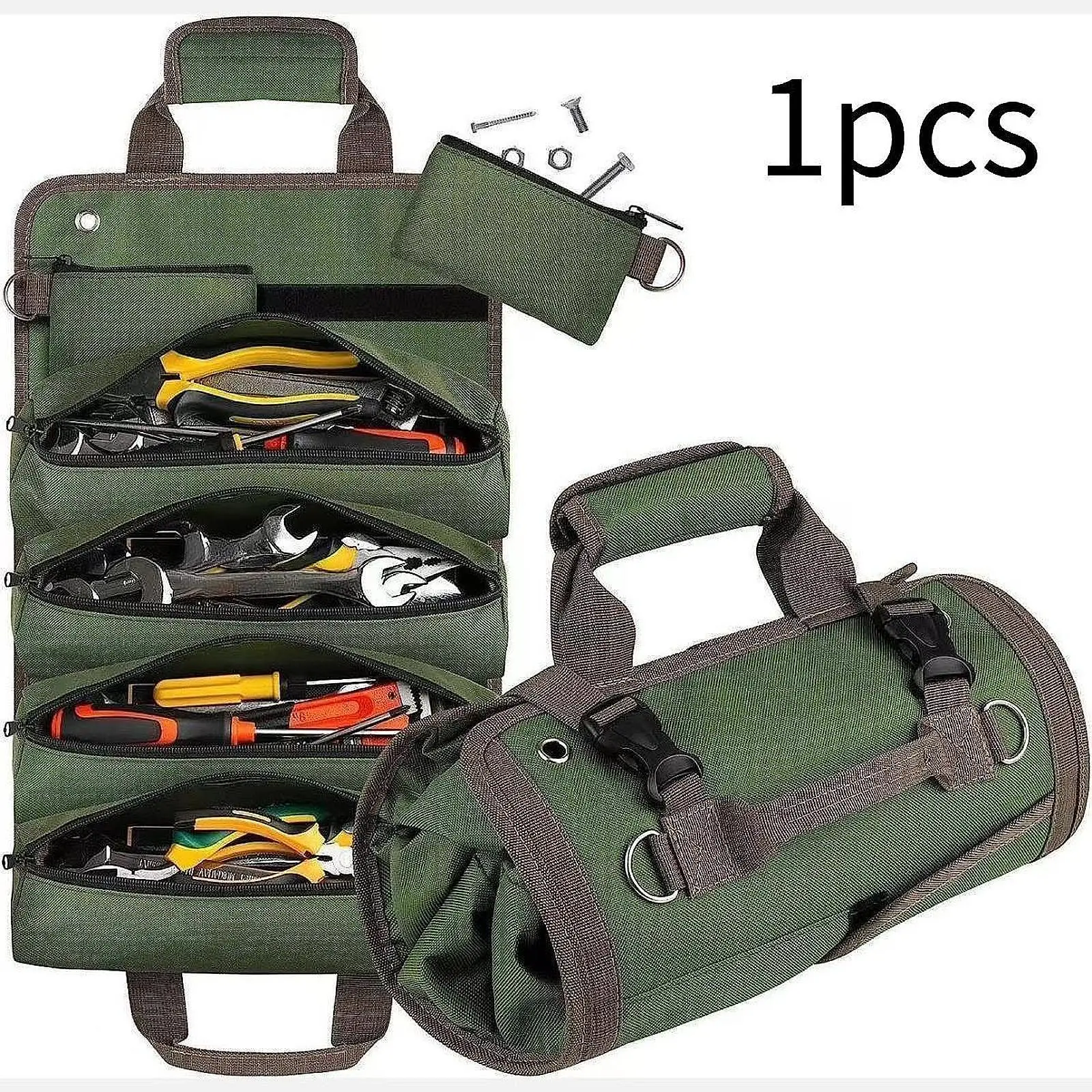 Roll up Tool Bag Tool Storage Bag Handbag Tool Pouch for Plumber RV Handyman Electrician