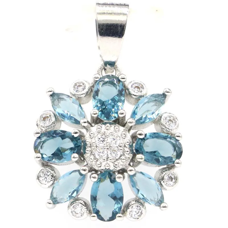 

Buy 4 Get 1 Free 28x18mm New Designed London Blue Topaz CZ Infinity Anniversary Silver Pendant