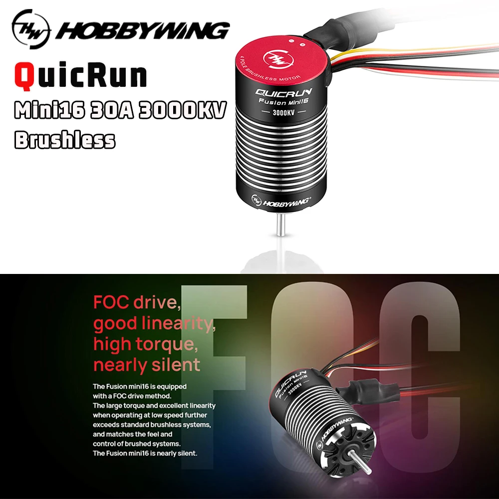 HOBBYWING QuicRun Fusion Mini16 30A 3000KV Brushless Sensored Waterproof Motor ESC 2-IN-1 Machine for 1/16 1/18 RC Car Crawler