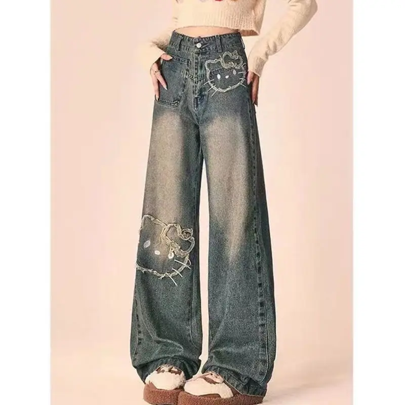 

Women's High Waist Wide Leg Jeans Oversized Flattering Fit | Embroidered Boho Vintage | Extra Long Ankle Grazing Pants